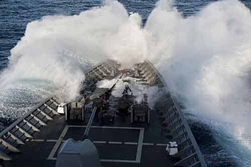 Navy Ship in Rough Seas 500x333